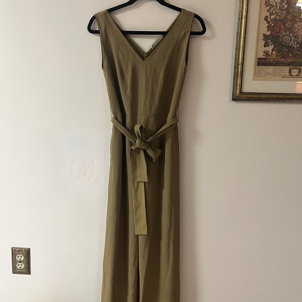 Everlane Green Sleeveless V-Neck Jump Suit